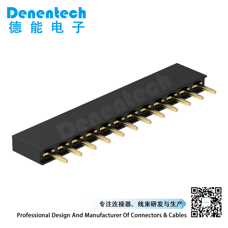 Denentech good quality 2.54MM female header H5.7MM single row straight female header connector